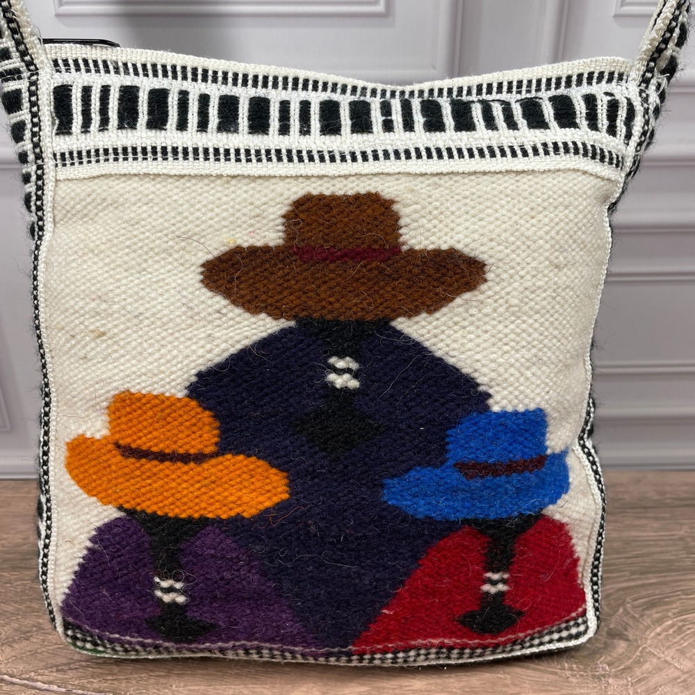 Handwoven Messenger Bag Folk Art Figuresโ Woven Strap
